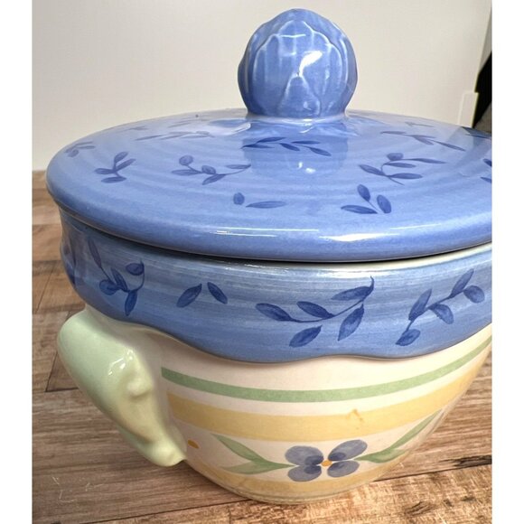 Vtg Pfaltzgraff Blue Summer Breeze Ceramic Sugar Bowl & Lid - Picture 3 of 6